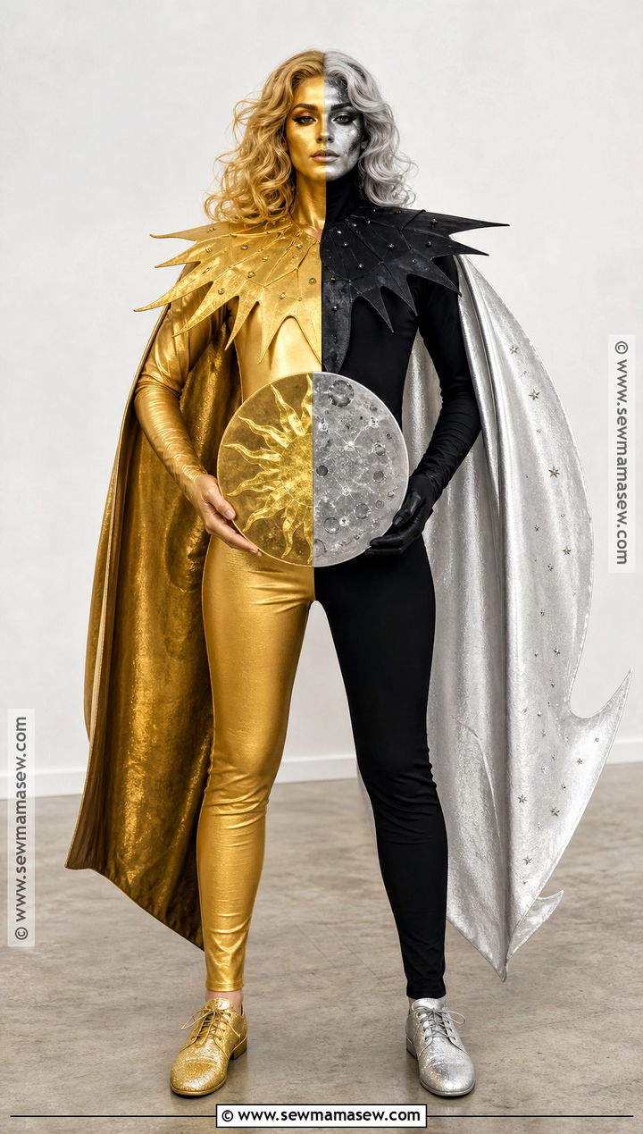 Solar Eclipse Costume With Split Sun And Moon - 30 Solar System Costume Ideas