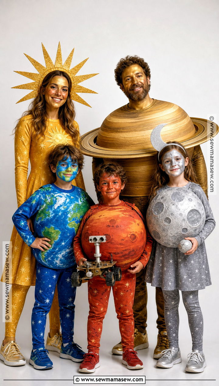 Solar System Family Costume With Sun And Planets - 30 Solar System Costume Ideas