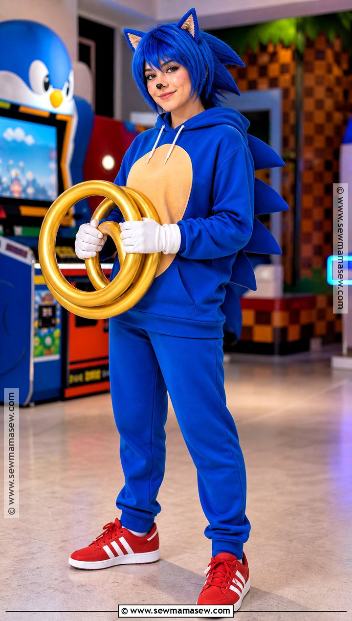 Sonic Costume With Blue Hoodie - 30 Video Game Halloween Costumes