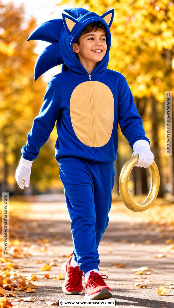 Sonic Costume With Red Running Shoes - 30 halloween costumes kids for boys