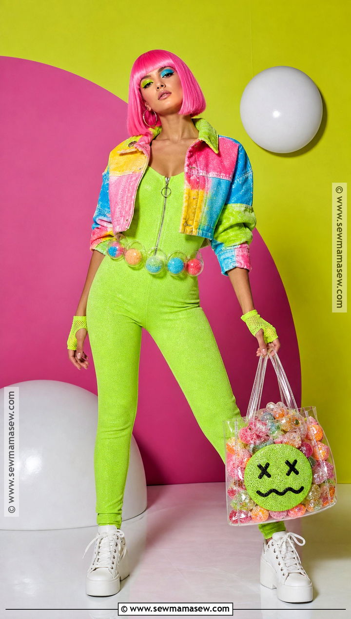 Sour Candy Costume With Neon Jumpsuit - 30 Candy Land Costumes for Women