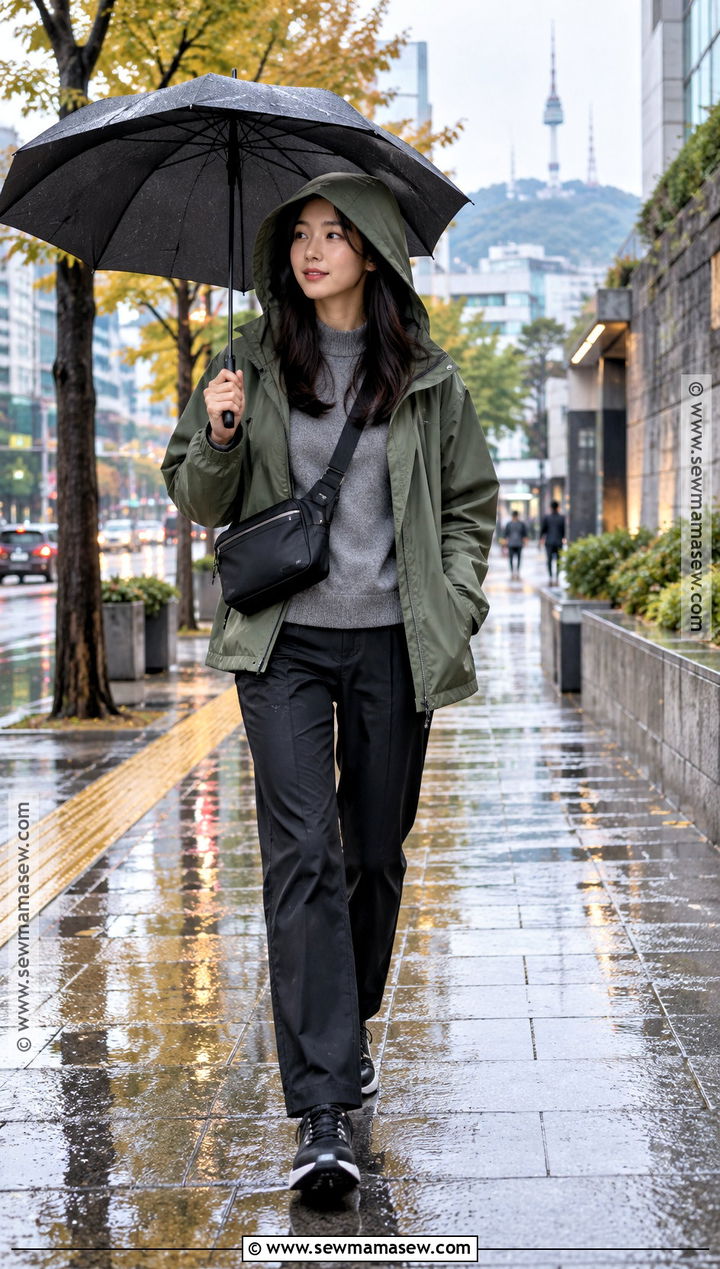 South Korea October Rain Jacket And Trousers Outfit - 15 south korea october outfit ideas