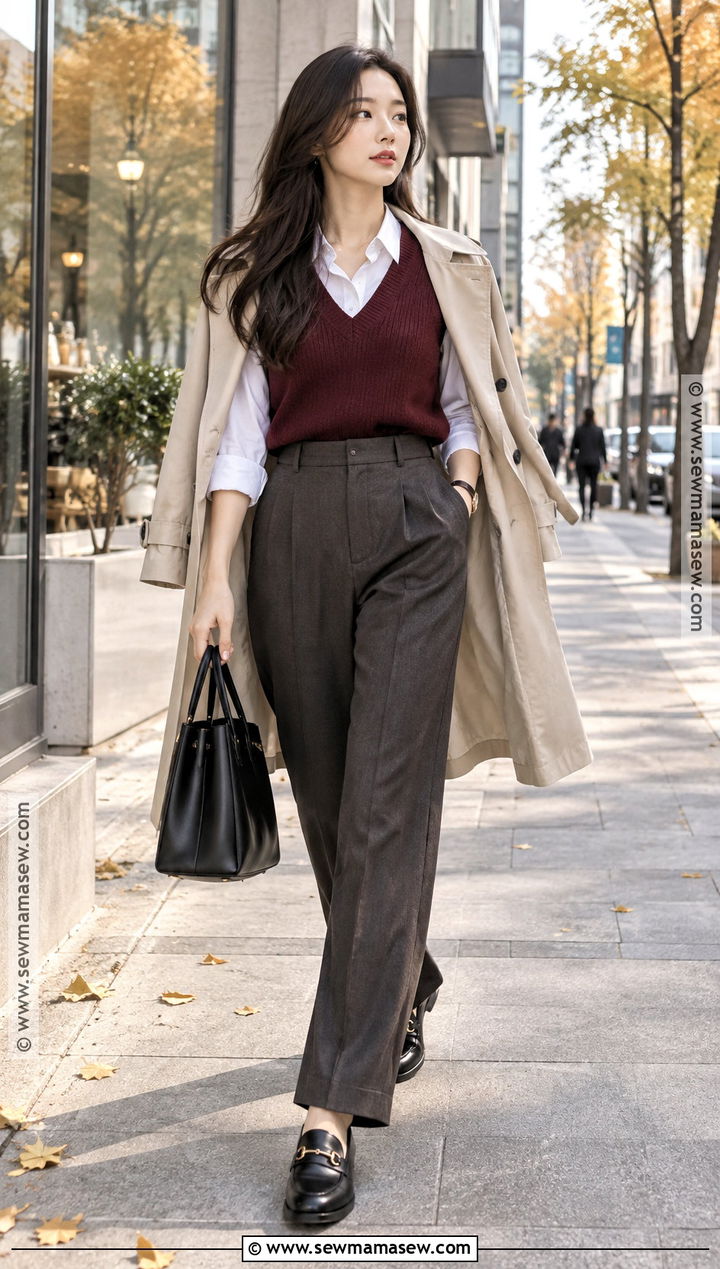 South Korea October Sweater Vest And Tailored Pants Outfit - 15 south korea october outfit ideas
