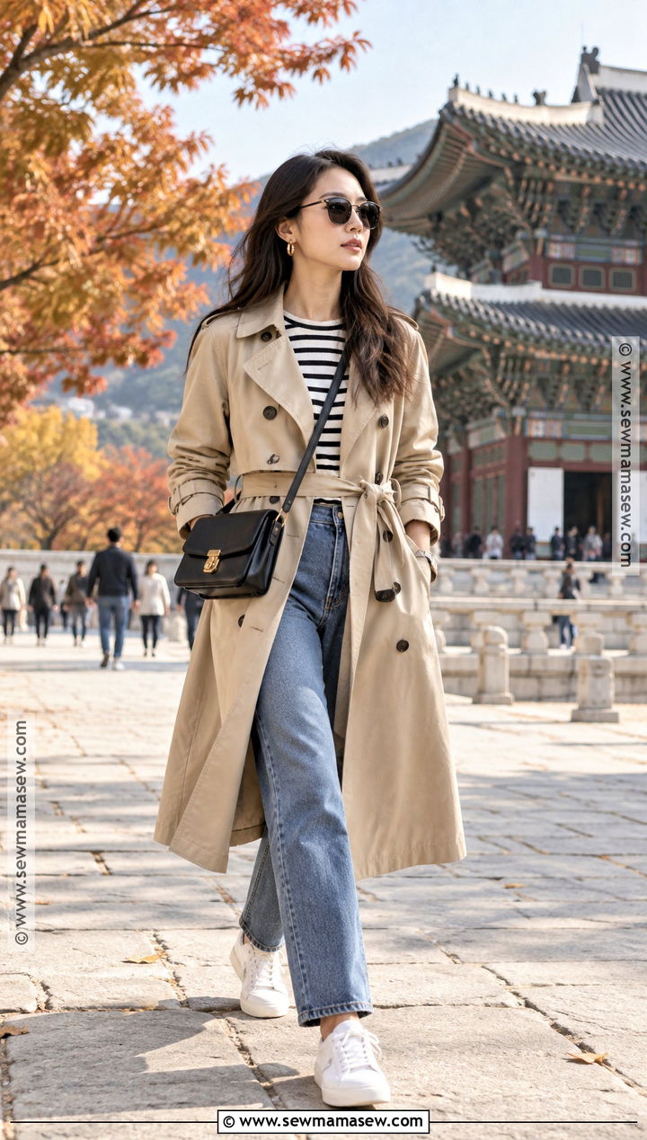 South Korea October Trench Coat And Jeans Outfit - 15 south korea october outfit ideas