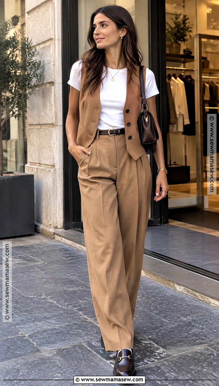Southern Italy Fall Tailored Vest And Trousers Outfit - 15 Southern Italy Fall Outfits