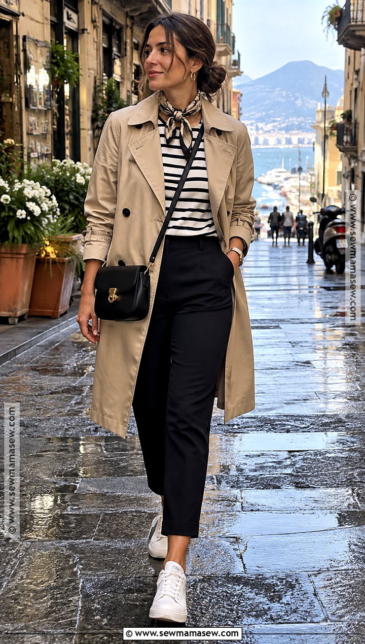 Southern Italy Fall Trench Coat And Black Pants Outfit - 15 Southern Italy Fall Outfits