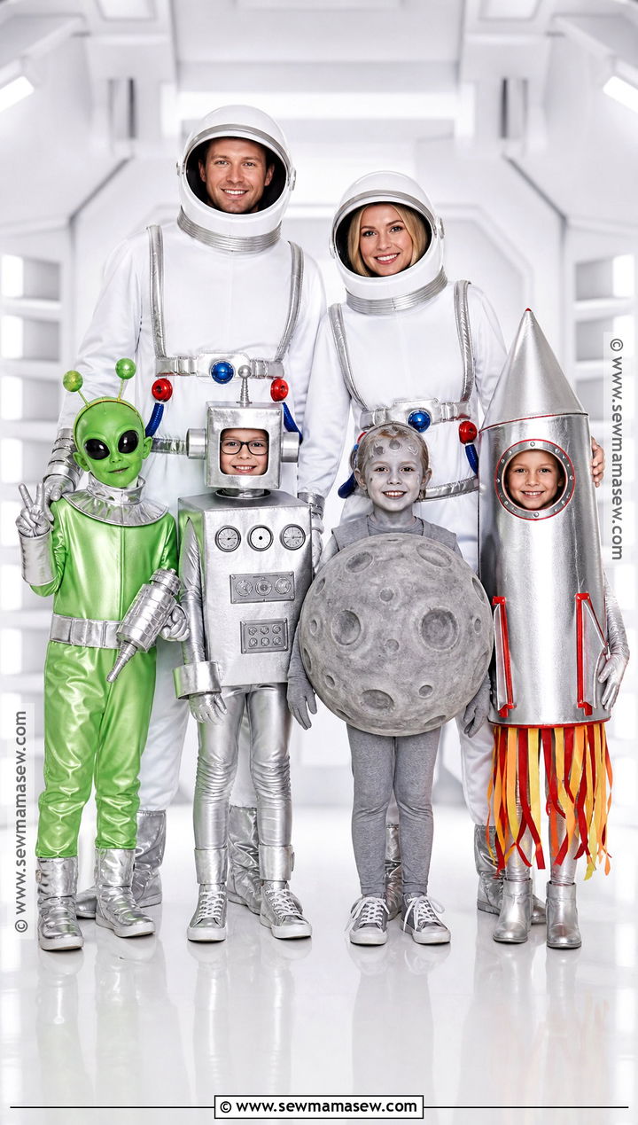 Space Crew Family Costume For Six - 30 family of 6 halloween costumes