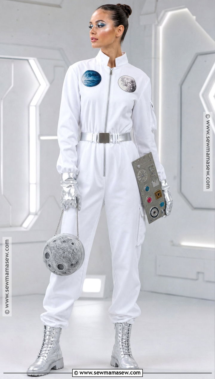 Space Explorer Costume With Silver Boots - 35 Halloween Costume Solo Ideas