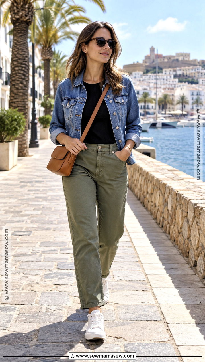 Spain Fall Outfit With A Denim Jacket - 15 Travel Capsule Wardrobe Spain Fall Ideas