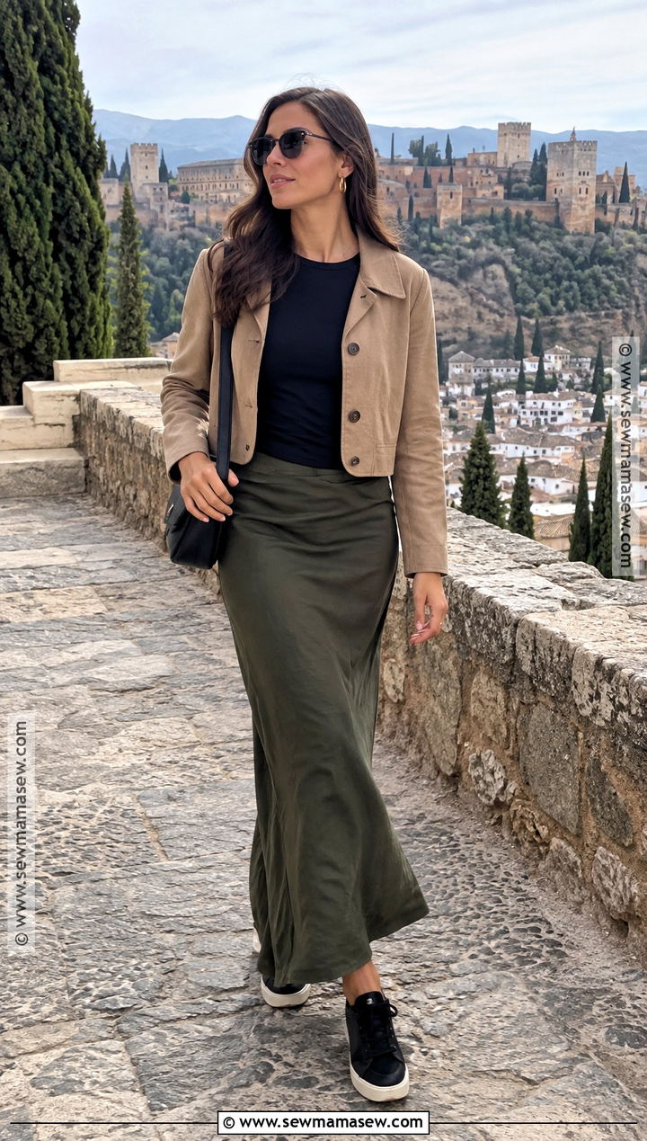 Spain Fall Outfit With Cropped Jacket And Maxi Skirt - 25 spain fall outfits