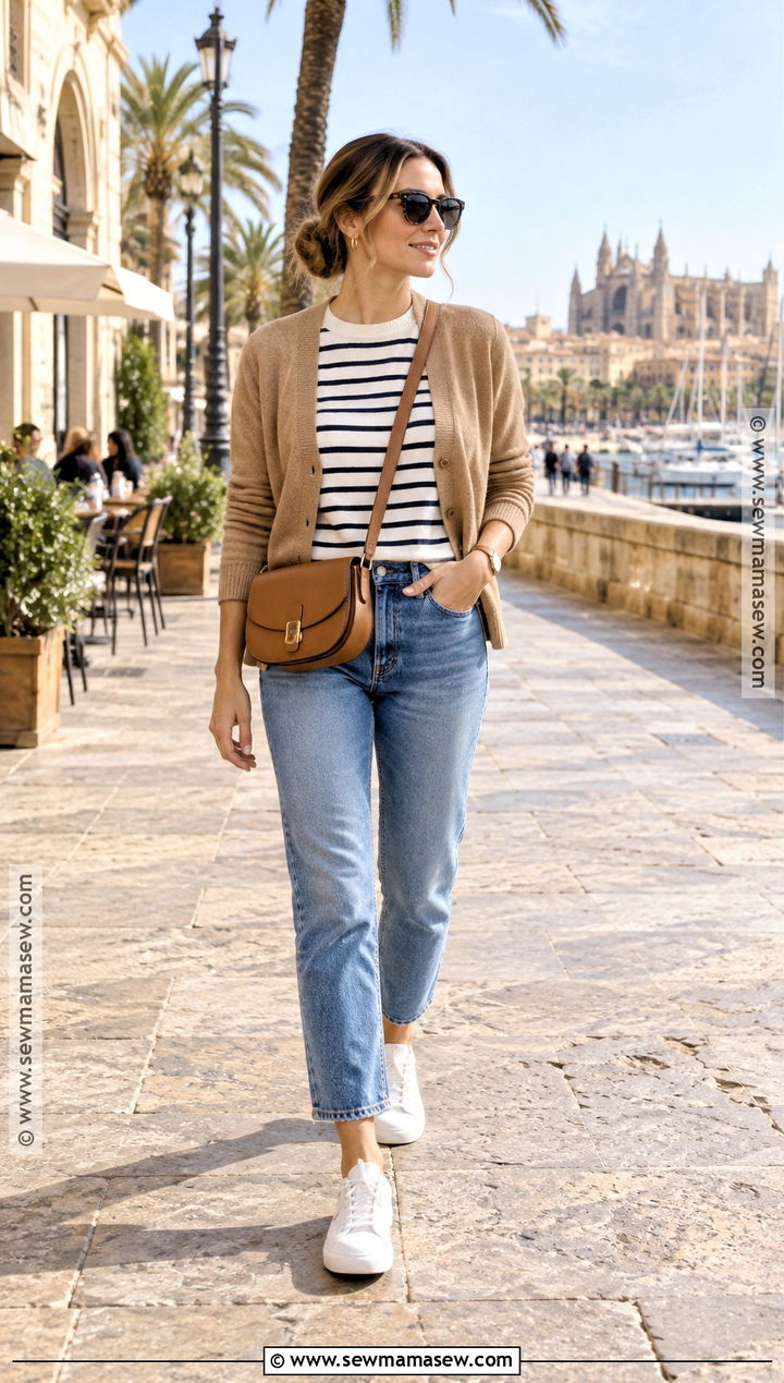 Spain Fall Outfit With Striped Shirt And Jeans - 25 spain fall outfits