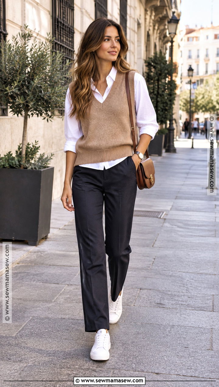 Spain October Sweater Vest And Button Down Outfit - 15 spain outfit ideas october