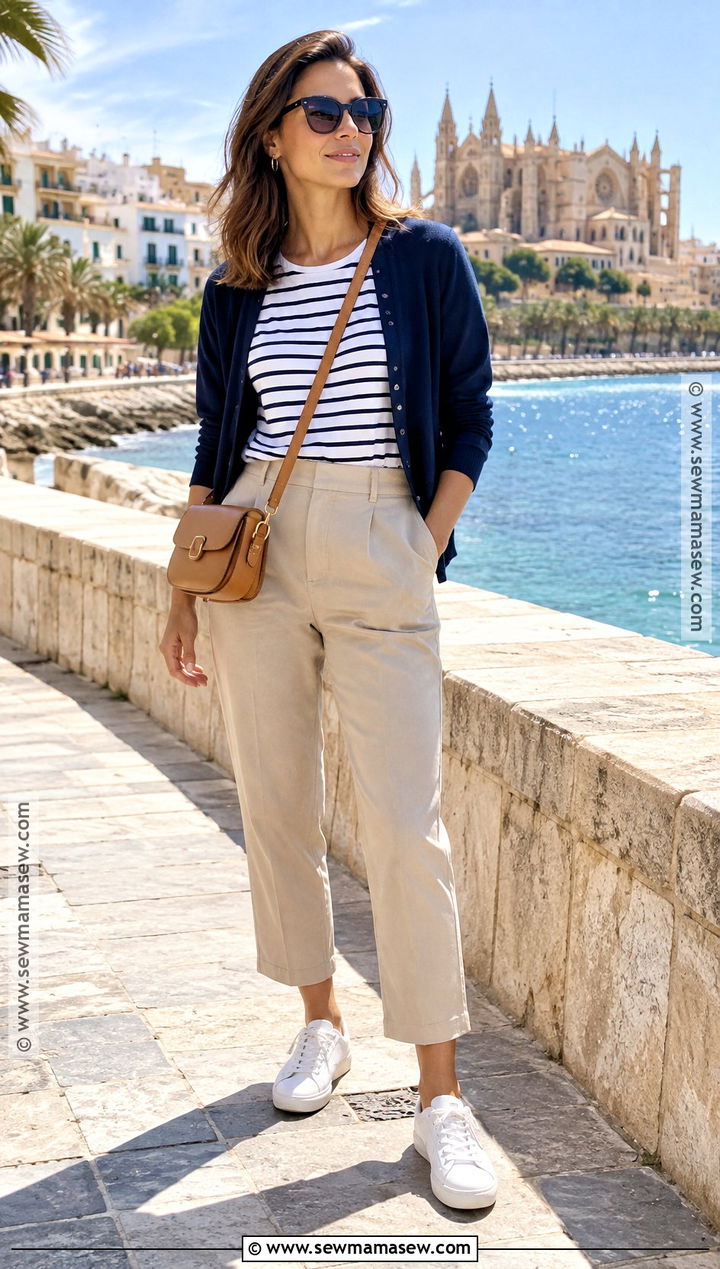 Spain September Striped Top And Cropped Pants Outfit - 20 outfits for spain in september