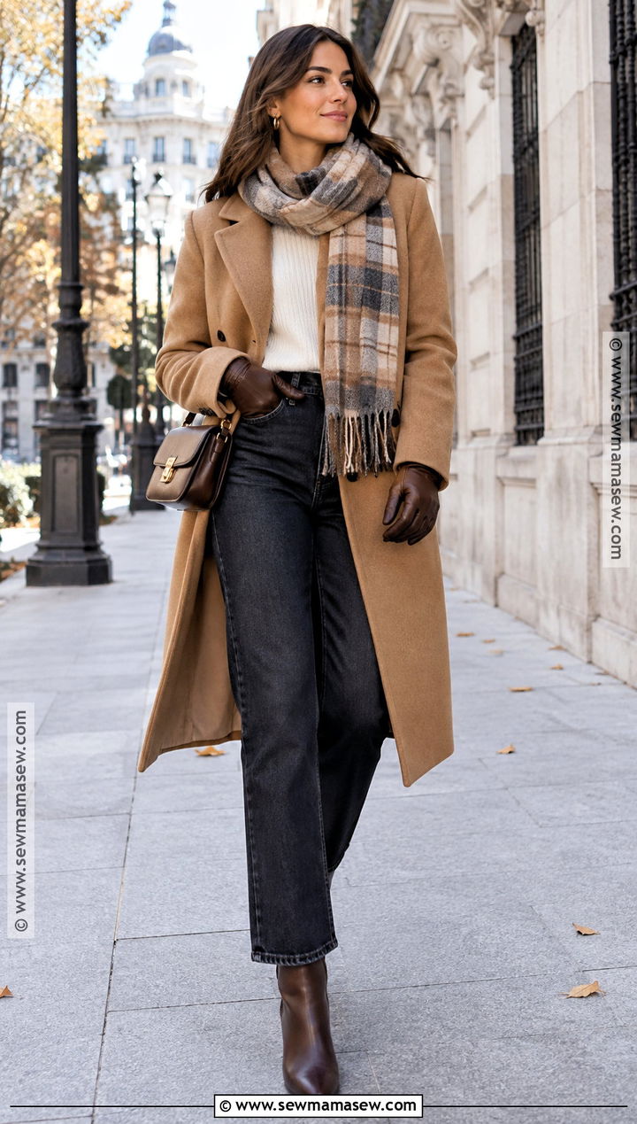 Spain Wool Coat And Dark Denim Outfit - 15 Spain Outfit Ideas November