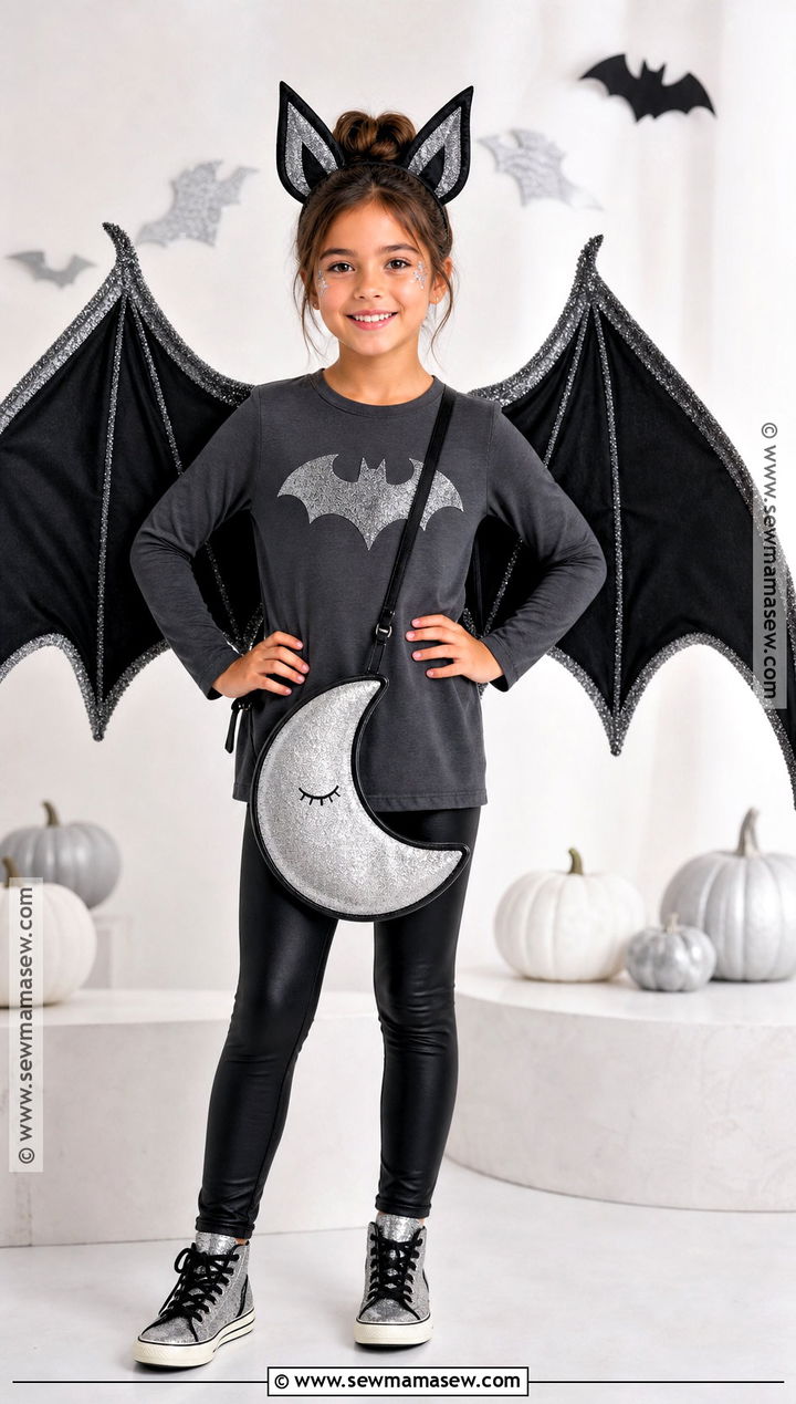 Sparkly Silver Bat Costume - 30 bat costume ideas for kids