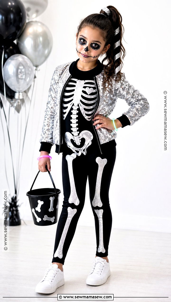 Sparkly Skeleton Costume With Sneakers - 40 halloween costume ideas for girls