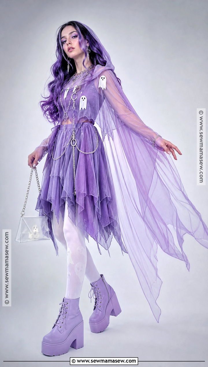 Spectra Vondergeist Costume With Purple Cape - 50 monster high costume ideas