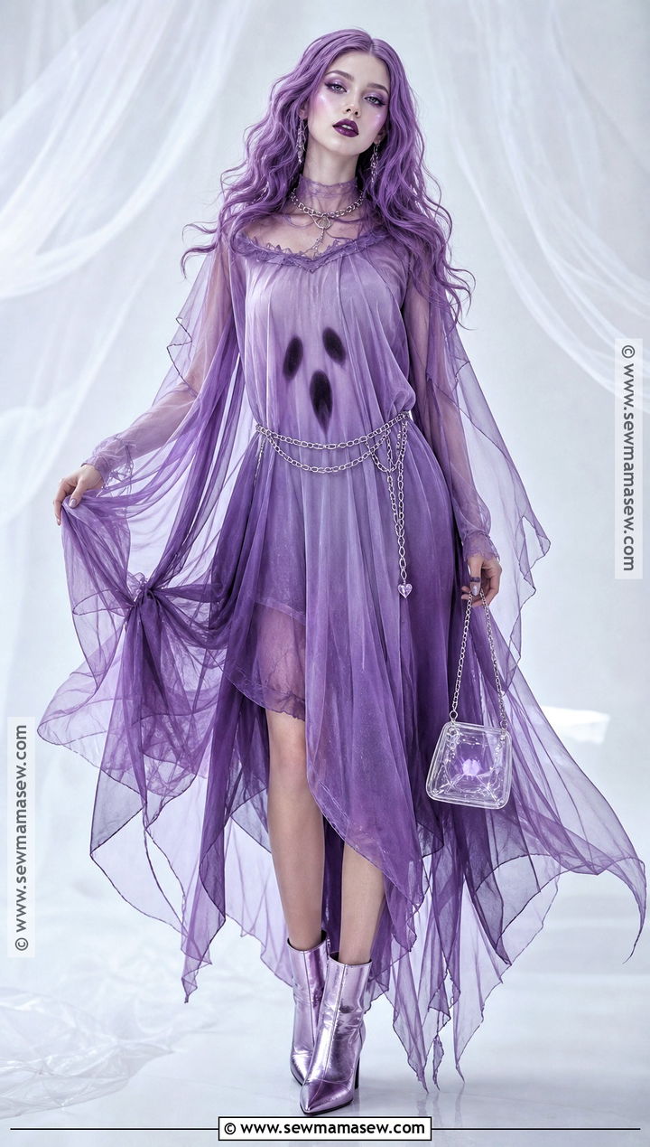 Spectra Vondergeist Costume With Purple Sheer Dress - 40 monster high costumes