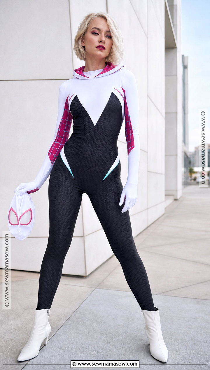 Spider Gwen Costume With Pink Hood - 30 superhero costumes for women