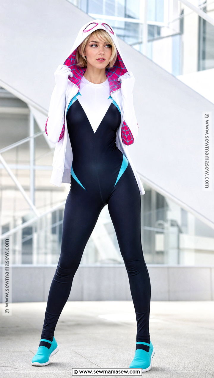 Spider Gwen Costume With White Hood - 30 Marvel Halloween Costumes for Women