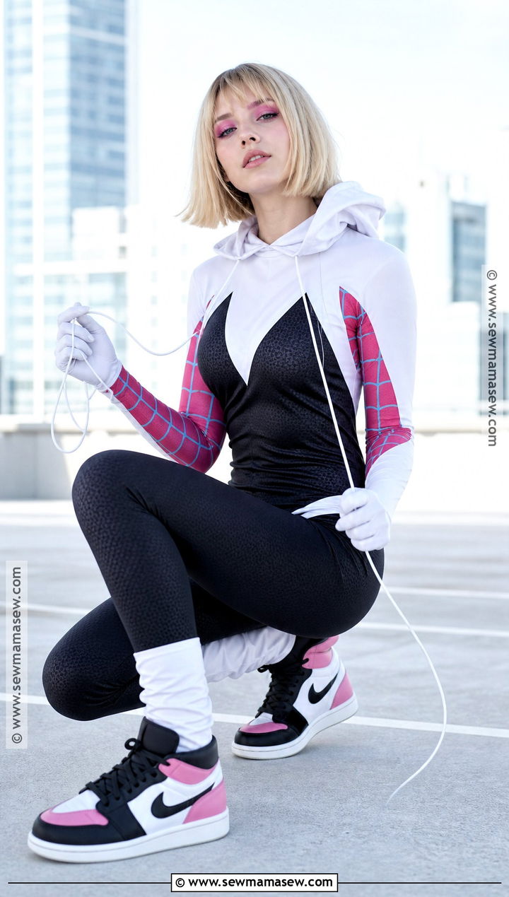Spider Gwen Costume With White Hood - 30 marvel costume ideas