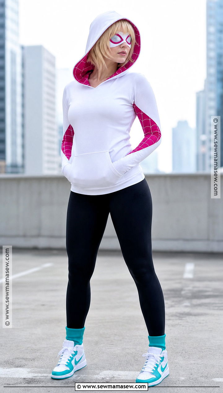 Spider Gwen Costume With White Hoodie - 30 Easy Superhero Costumes