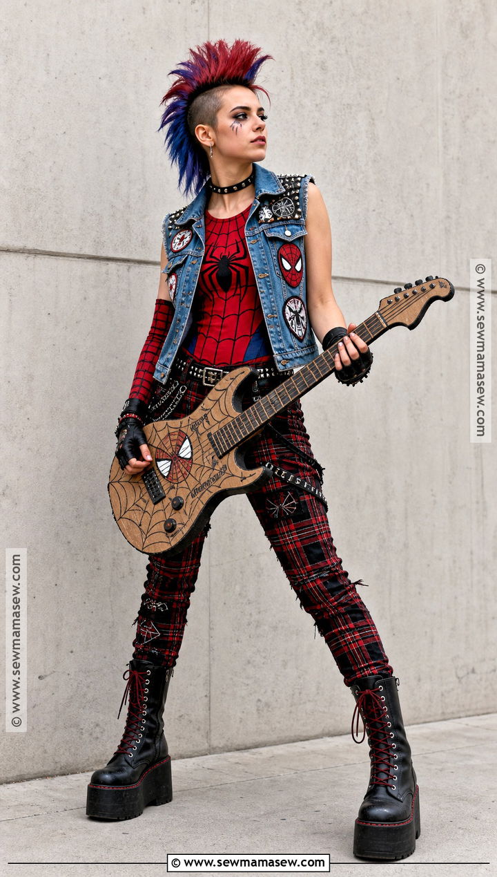 Spider Punk Costume With Plaid Pants - 35 spider man costume ideas for women
