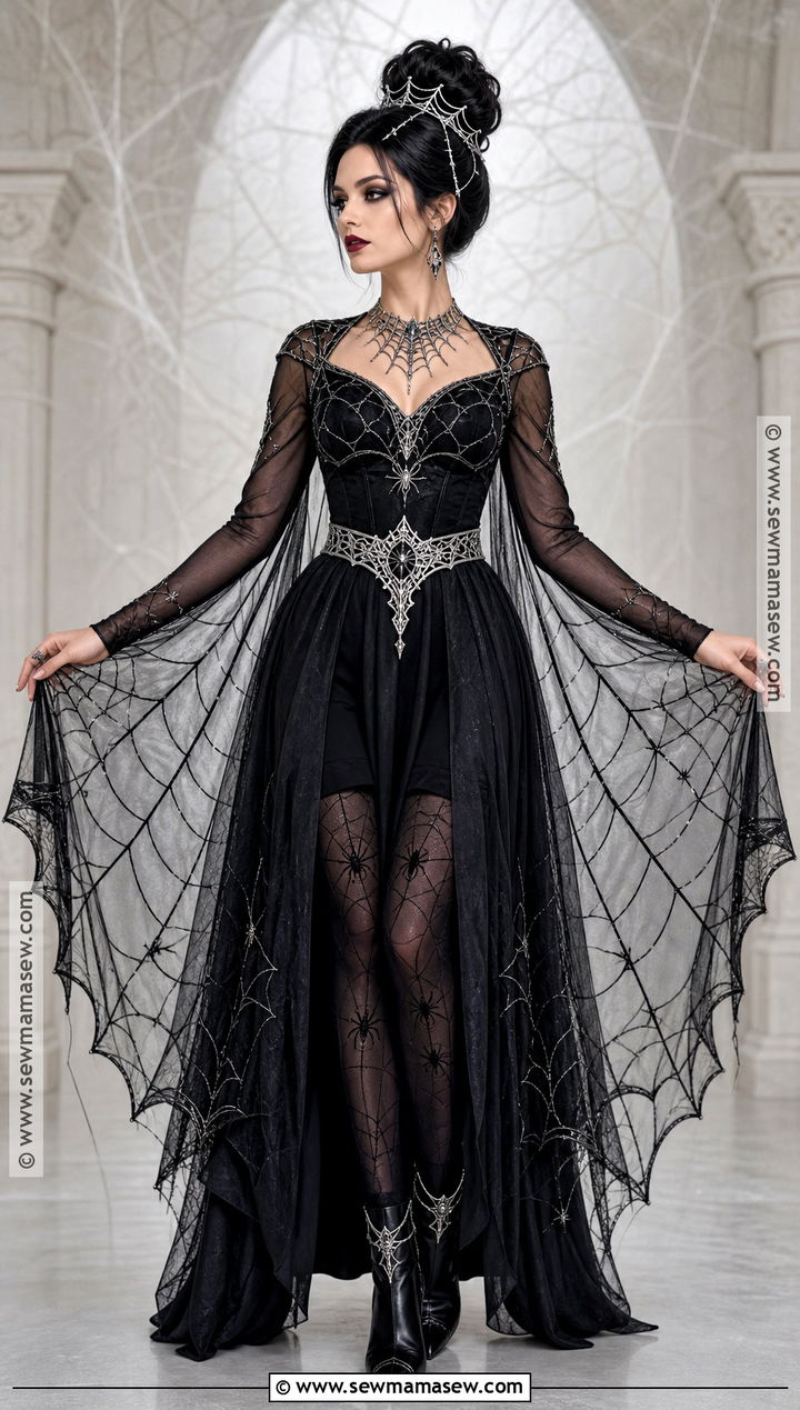 Spider Queen Costume With Black Updo - 45 black hair halloween costumes