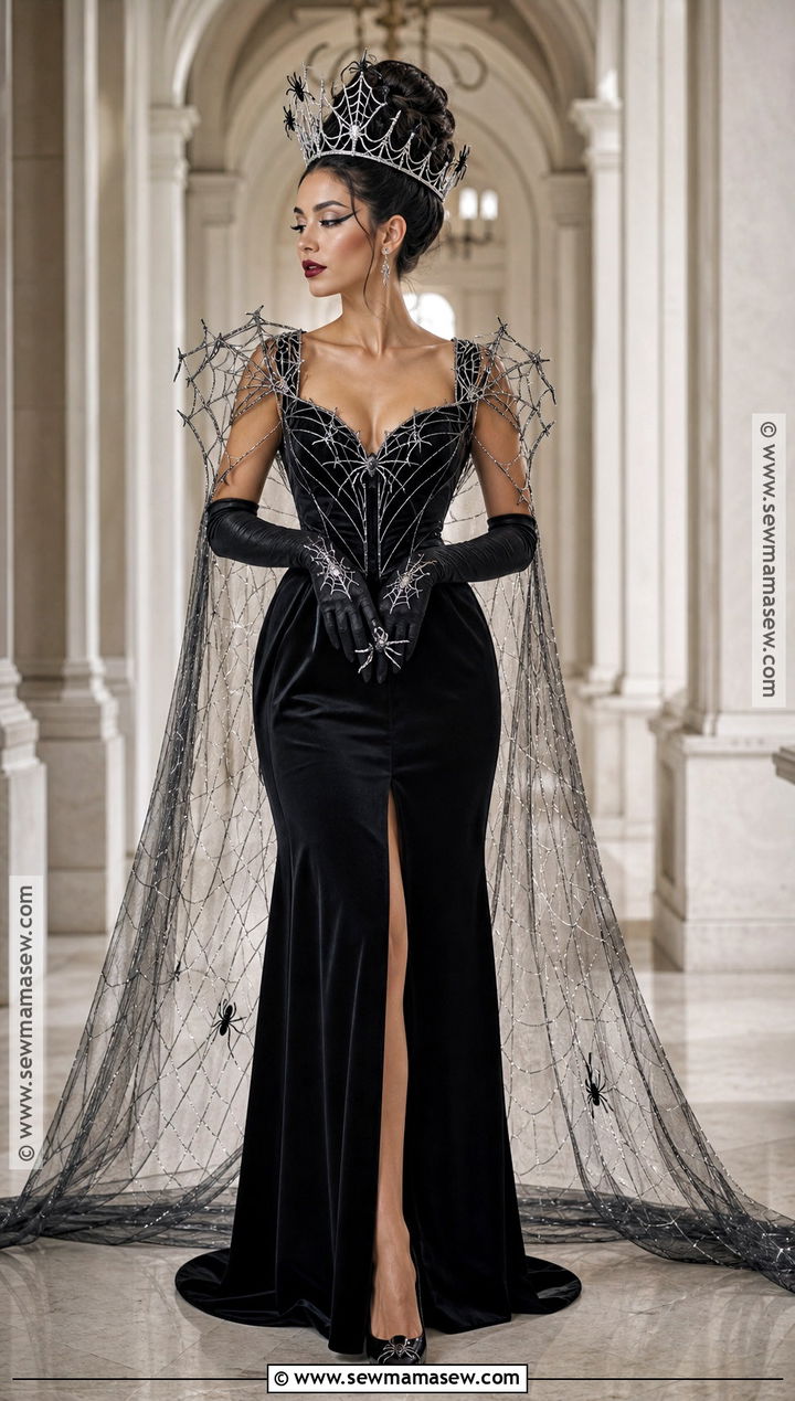 Spider Queen Costume With Web Cape - 35 dark halloween costumes
