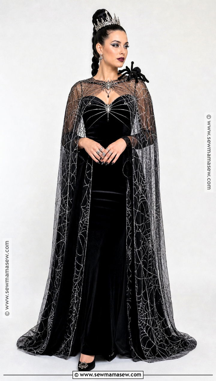 Spider Queen Costume With Web Cape - 40 halloween costumes black hair