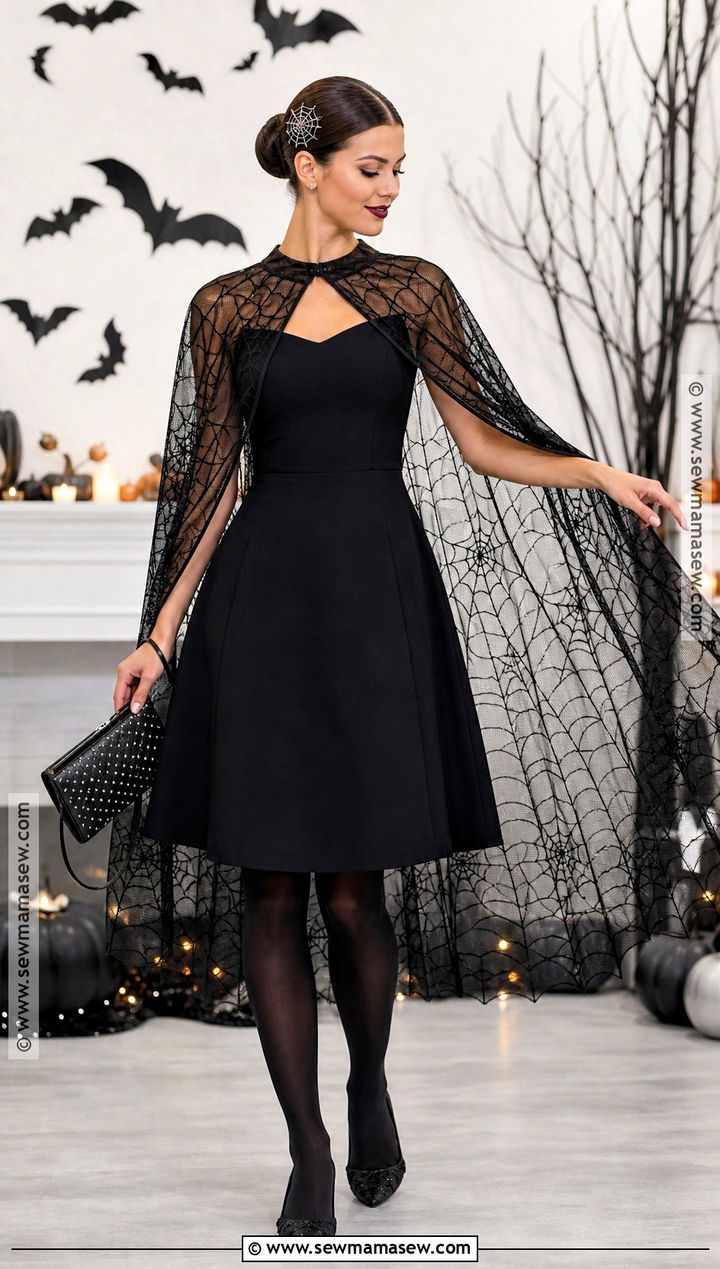 Spider Web Cape Dress With Pointed Flats - 30 spider web dress ideas