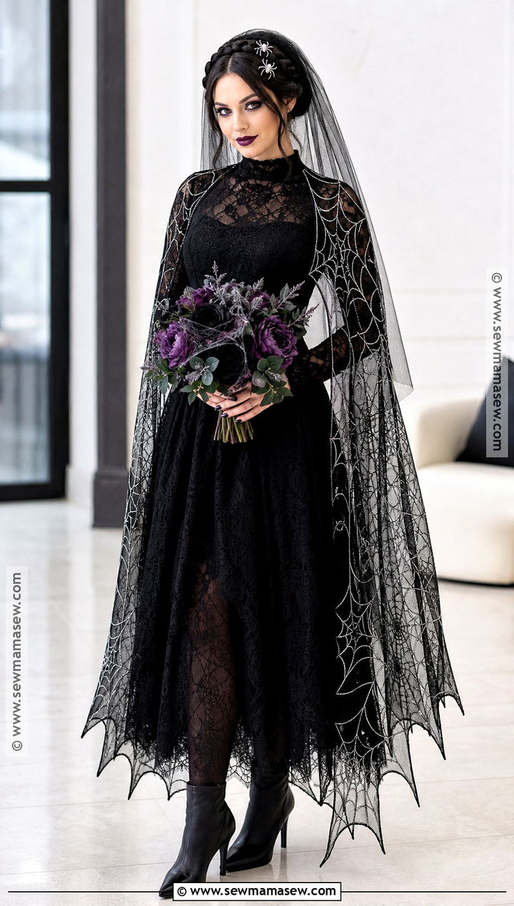 Spiderweb Bride Costume With Black Veil - 35 bride costume ideas