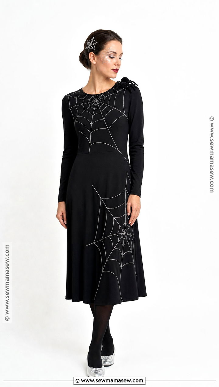 Spiderweb Costume With Black Dress - 40 black dress halloween costume ideas