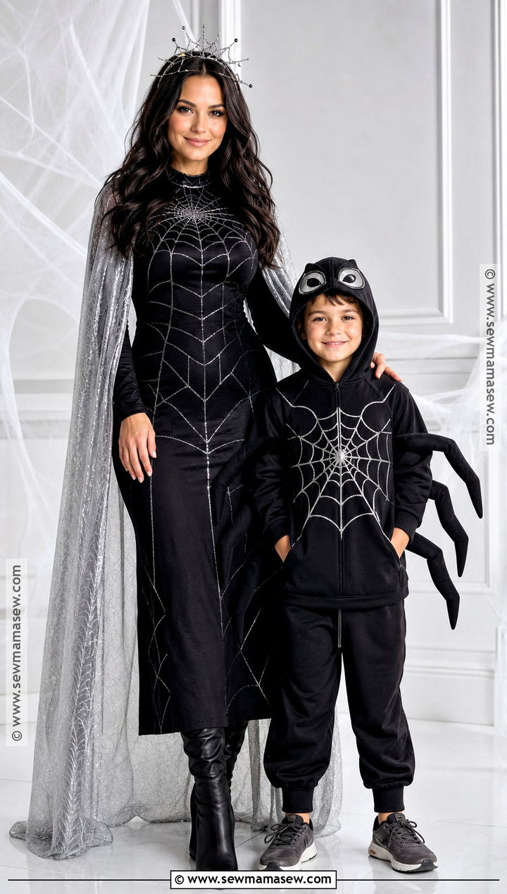 Spiderweb Queen And Little Spider Costume - 30 mommy and son halloween costumes