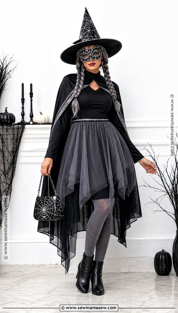 Spiderweb Witch Mask Costume - 30 witch mask ideas
