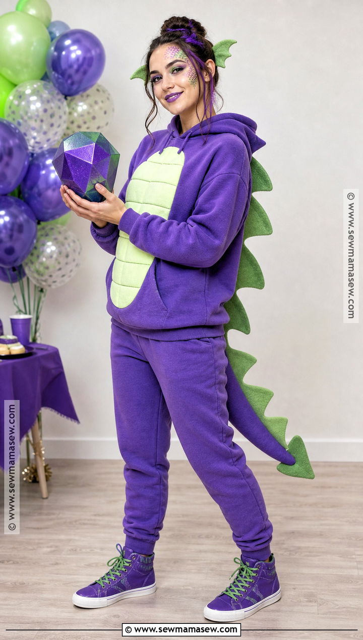 Spike Costume With Purple Hoodie And Green Spikes - 30 mlp costume ideas