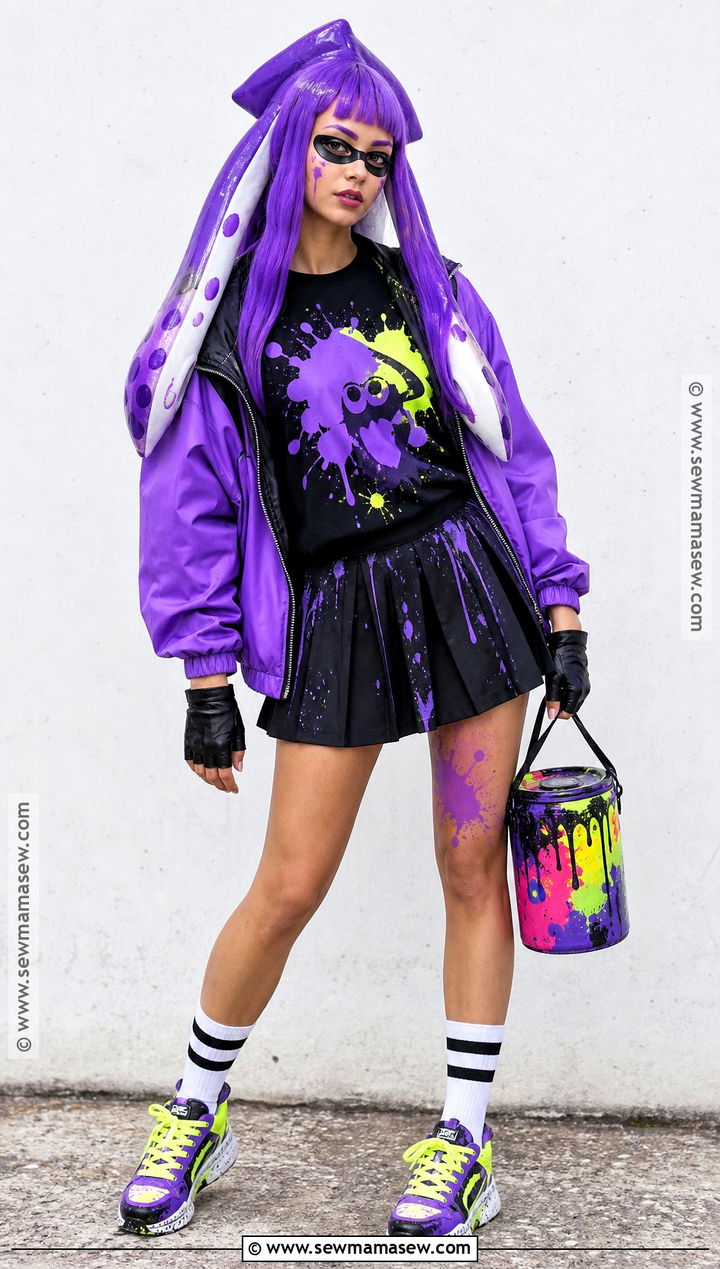Splatoon Inkling Costume With Colorful Hair - 30 Video Game Halloween Costumes