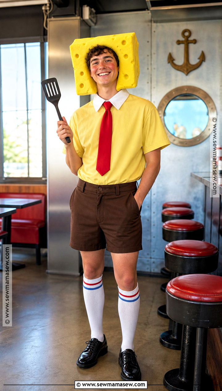 SpongeBob SquarePants Costume With Yellow Shirt - 30 Cartoon Characters Costume Ideas