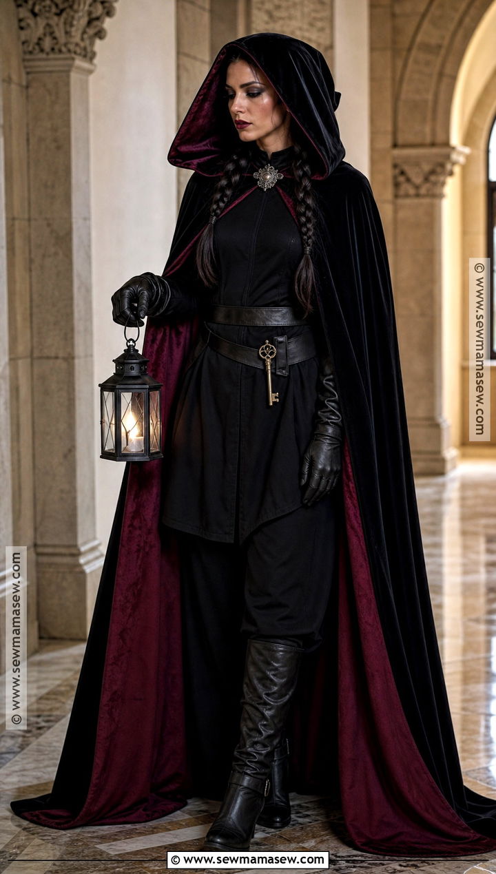Spooky Dracula Costume With Hooded Cape - 30 Dracula Costume Ideas for Women