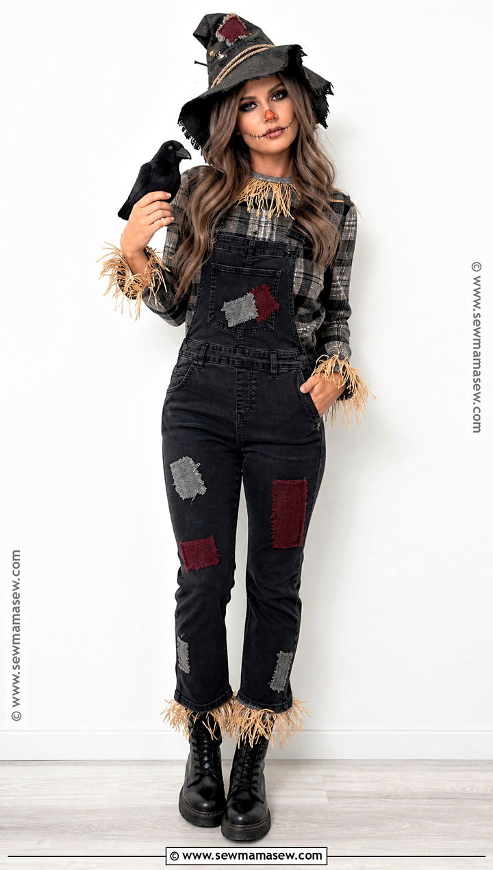 Spooky Scarecrow Outfit With Black Denim - 30 scarecrow outfit ideas