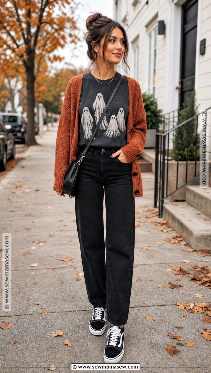 Spooky Season Graphic Tee And Black Jeans Outfit - 30 Spooky Season Outfits