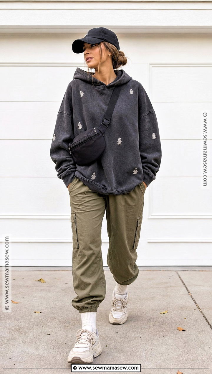 Spooky Season Hoodie And Cargo Pants Outfit - 30 Spooky Season Outfits