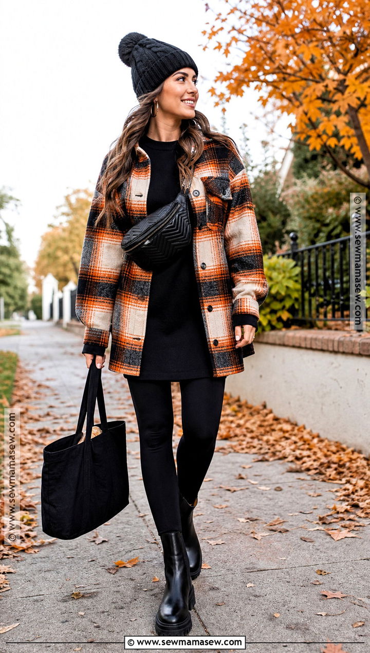 Spooky Season Shacket And Leggings Outfit - 30 Spooky Season Outfits