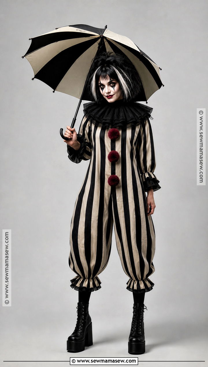 Spooky Striped Clown Costume - 30 Clown Costume Aesthetic Ideas