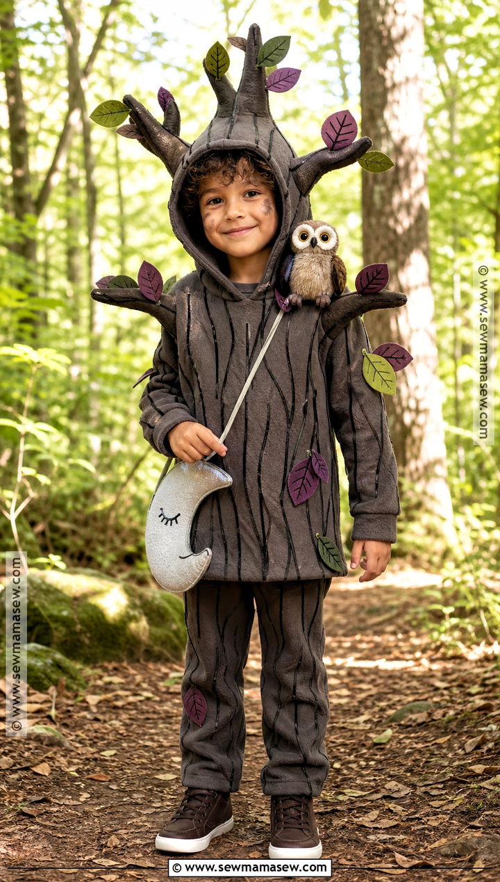Spooky Tree Costume With Owl - 30 tree costume ideas for kids