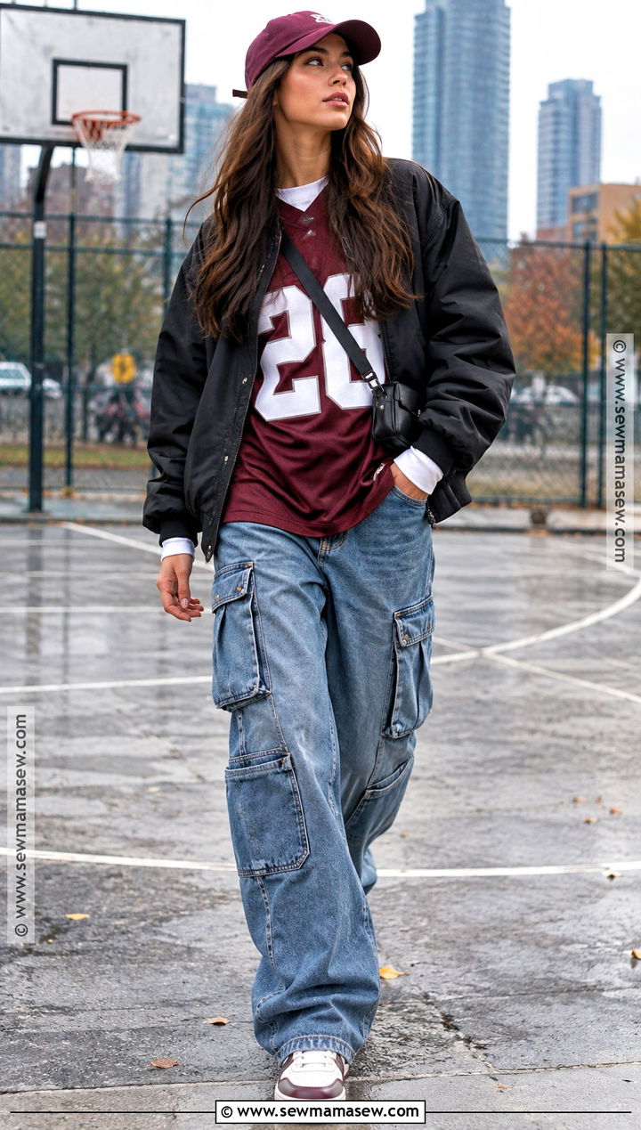 Sports Jersey And Cargo Jeans Fall Streetwear Outfit - 15 fall streetwear ideas 2026