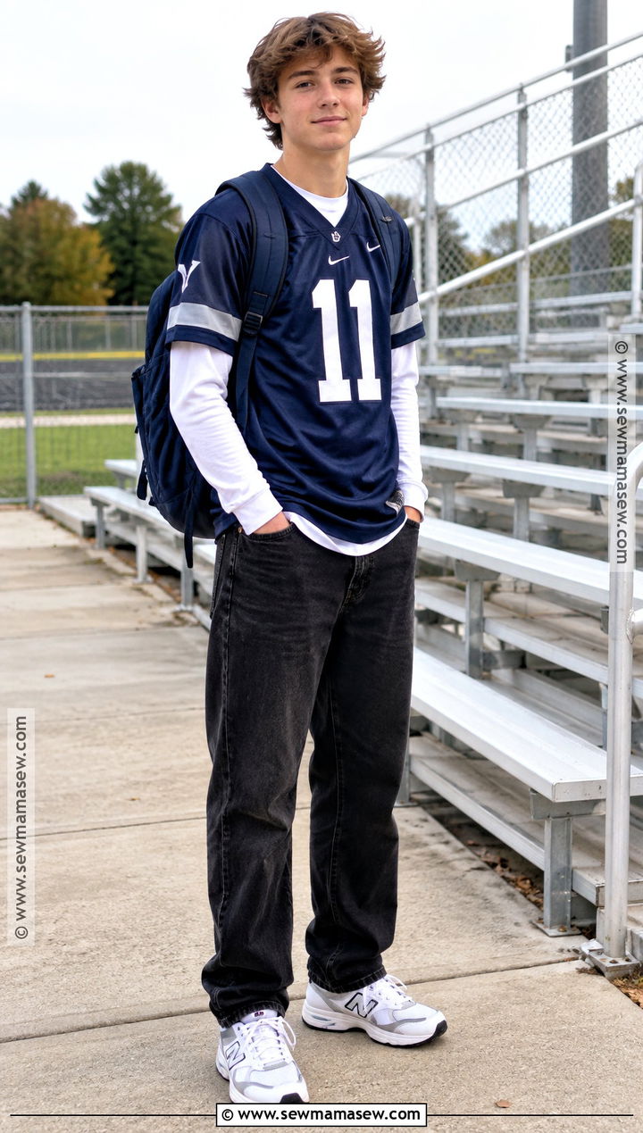 Sports Jersey And Relaxed Jeans School Outfit - 20 back to school boy outfits