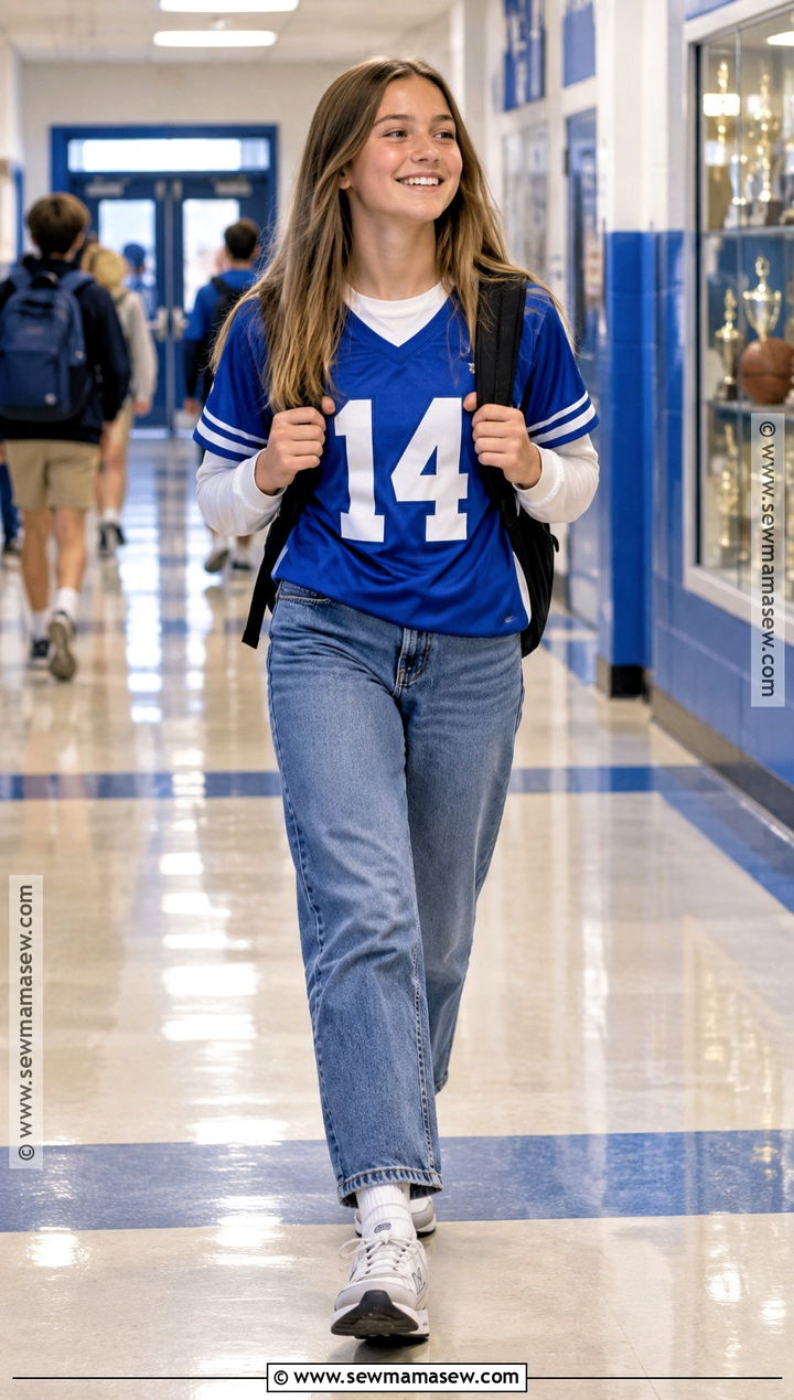 Sports Jersey And Straight Leg Jeans For 7th Grade - 15 Back To School Fits 7Th Grade