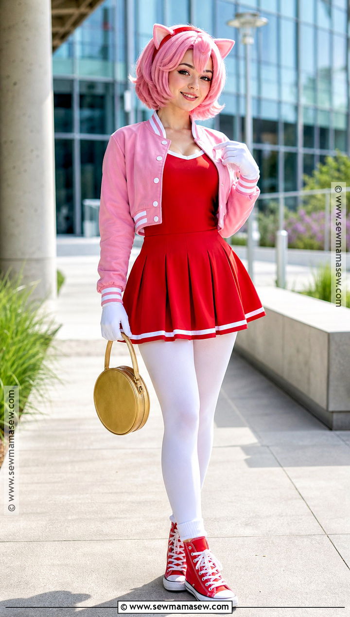Sporty Amy Cosplay With Pink Jacket - 40 sonic cosplay ideas