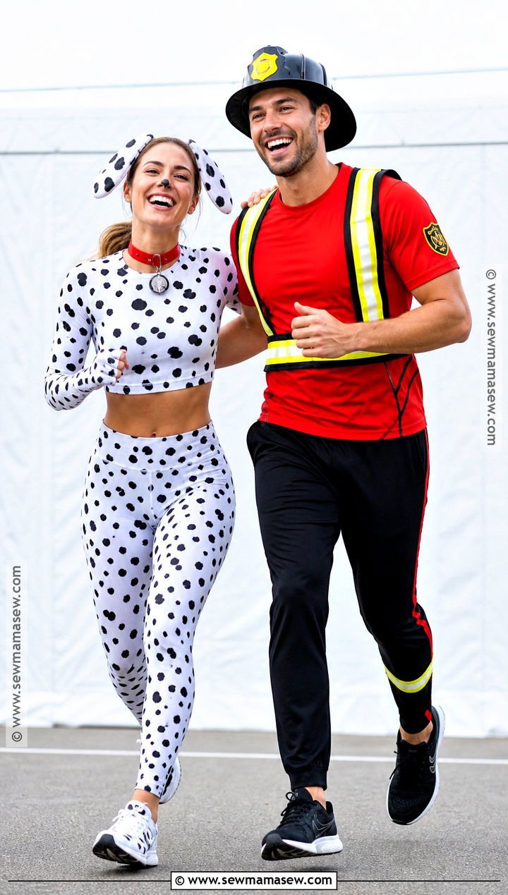 Sporty Dalmatian And Firefighter Costume - 35 dalmatian and firefighter costume ideas